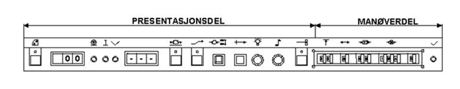 ATC-panel delt i presentasjonsdel og manøverdel med symboler og brytere for førerinput.