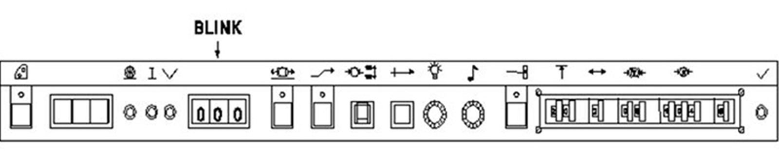 ATC-panel med blinkende hovedindikator som viser 000, øvrige visningsfelt tomme eller viser 000