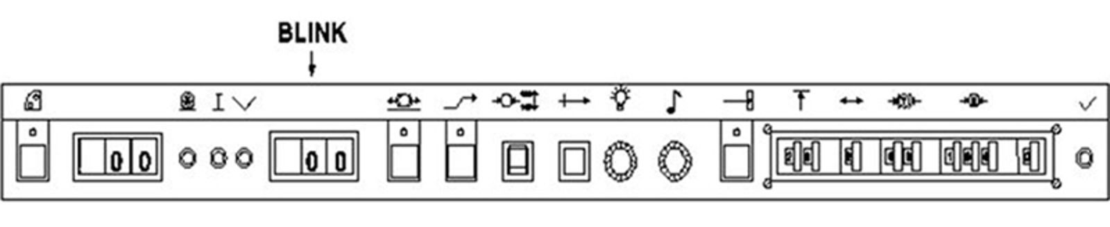 ATC-panel med blinkende forindikator 00, øvrige visningsfelt tomme eller viser 000.