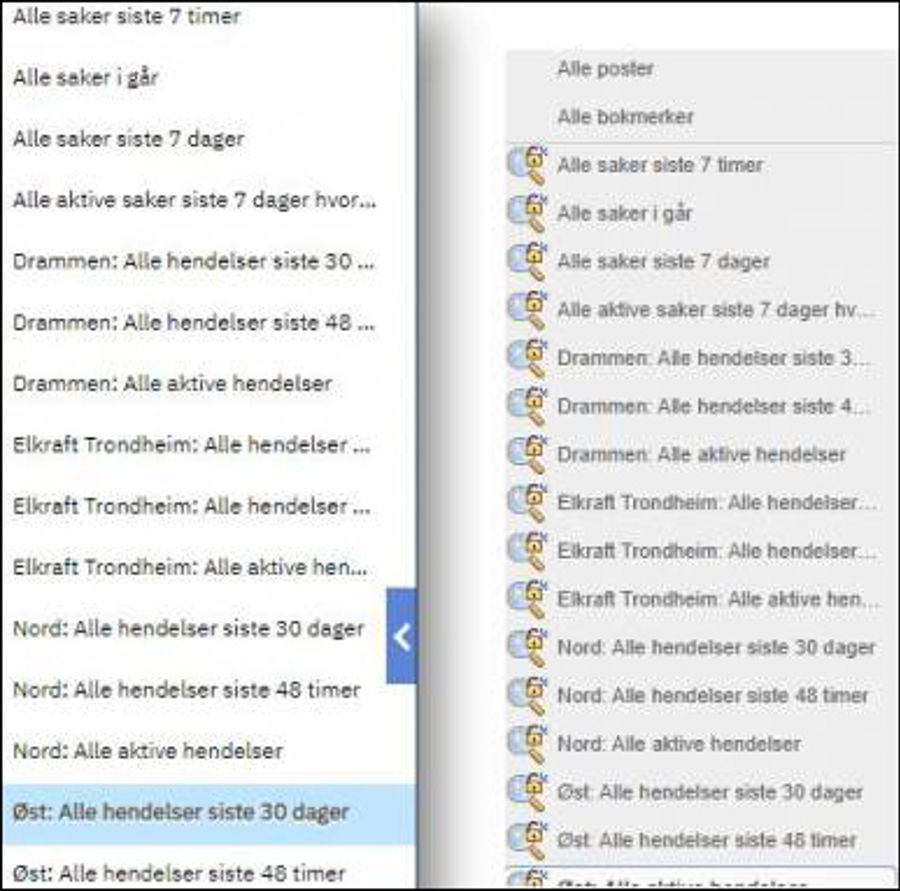 Velg Alle hendelser siste 30 dager for riktig TSS