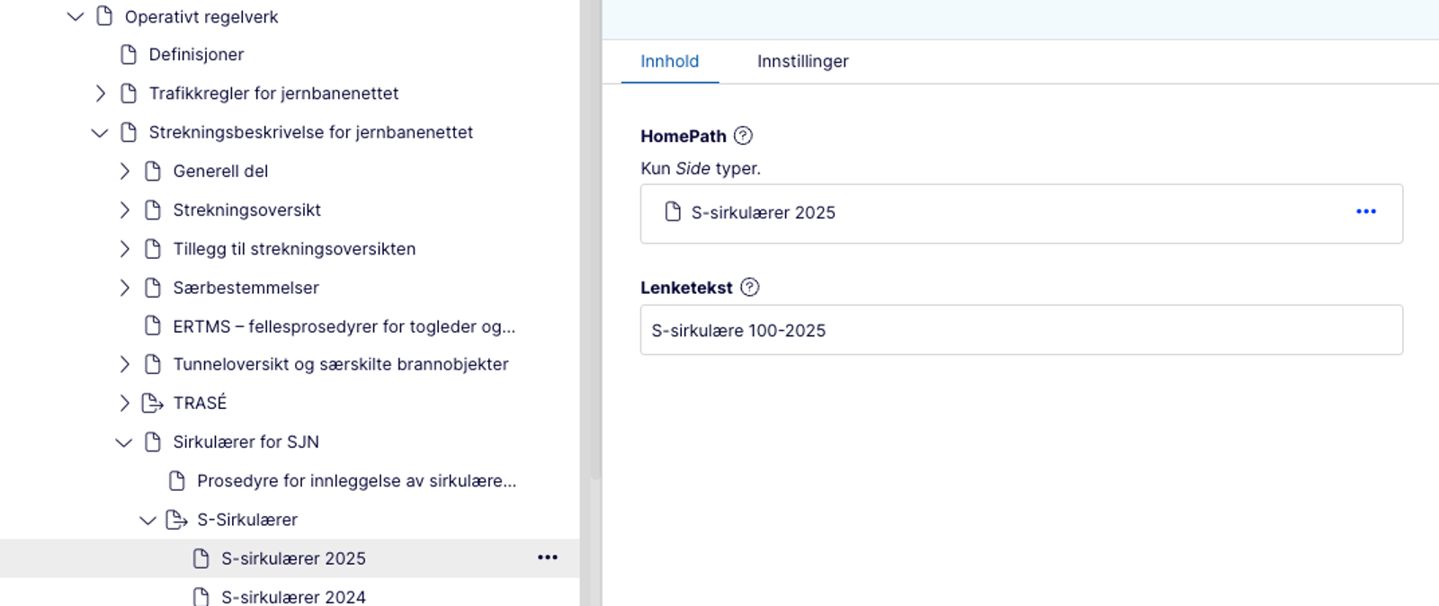Skjermbilde av sidetreet og mediefilens metadata