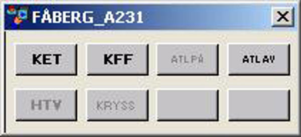 Ordrepanel for hovedsignal: aktive knapper KET, KFF, ATL AV, nedtonede ATL PÅ, HTV, KRYSS