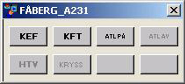 Ordrepanel for hovedsignal: aktive knapper KEF, KFT, ATL PÅ, nedtonede ATL AV, HTV, KRYSS