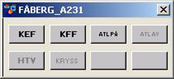 Ordrepanel for hovedsignal: aktive knapper KEF, KFF, ATL PÅ, nedtonede ATL AV, HTV, KRYSS