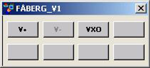 Ordrepanel for sporveksel: midtre knapp V- nedtonet, mulig valg V+ og VXO