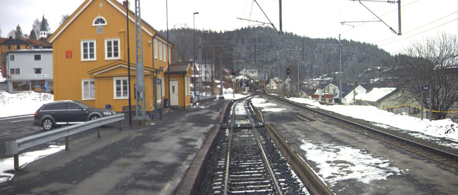 Drangedal stasjon sett i retning fra Oslo