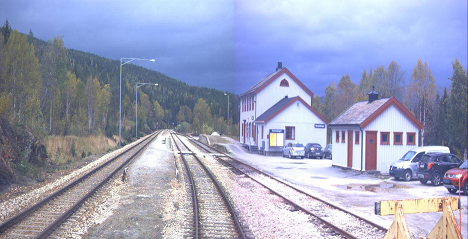 Namsskogan stasjon sett i retning mot Oslo