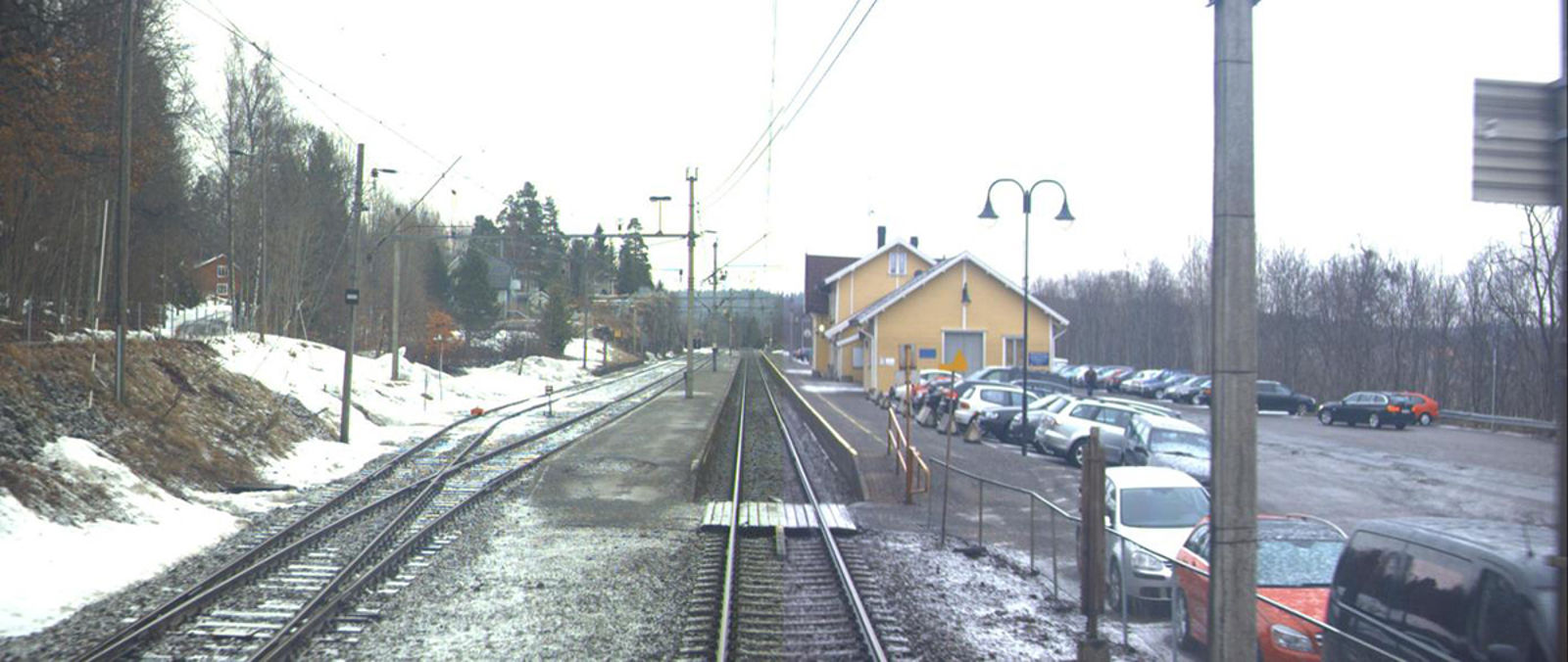 Skoppum stasjon sett i retning mot Oslo