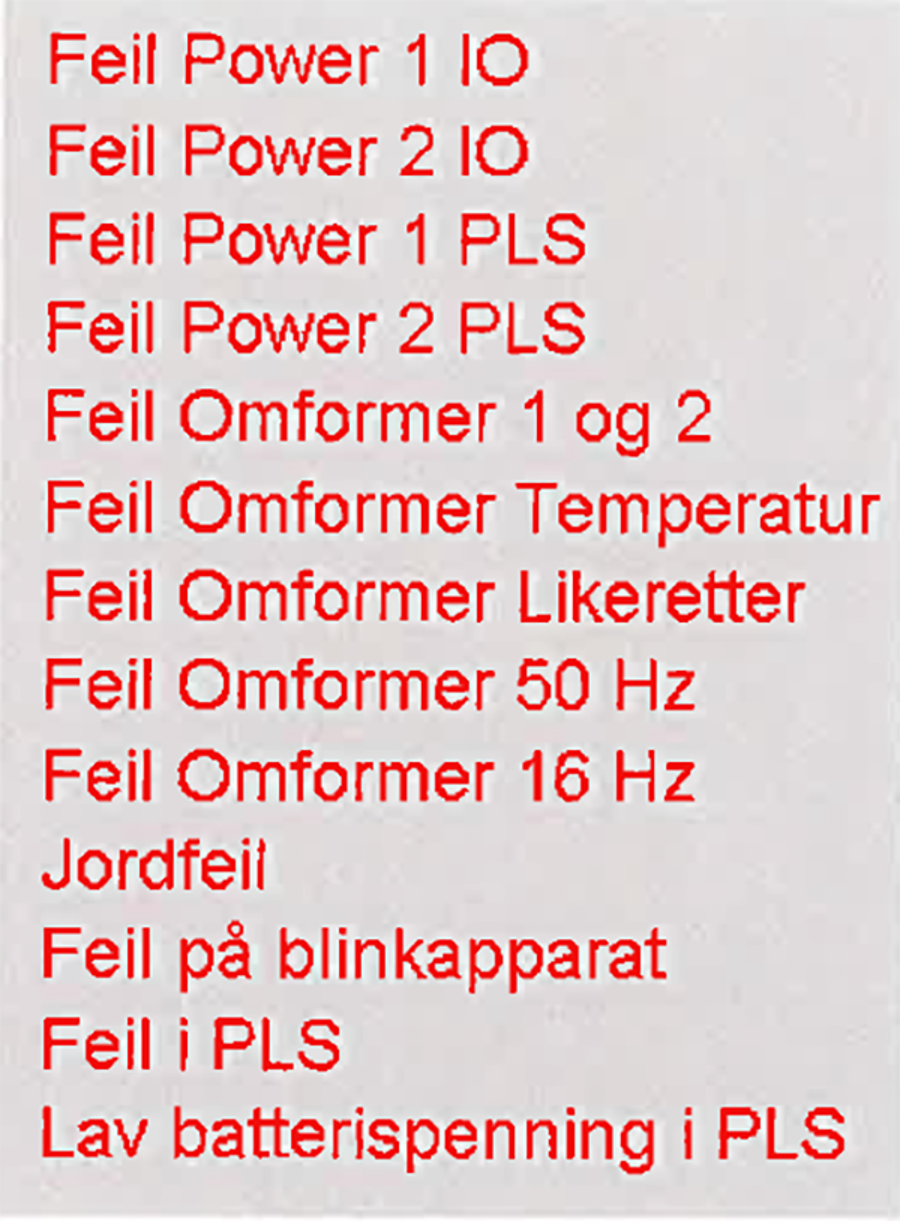 Liste med feilmeldinger