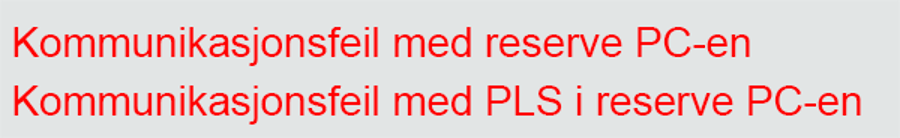 Feilmeldinger kommunikasjonsfeil med reserve-pc