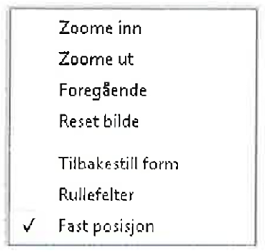 Ordregiving meny, Fast posisjon markert